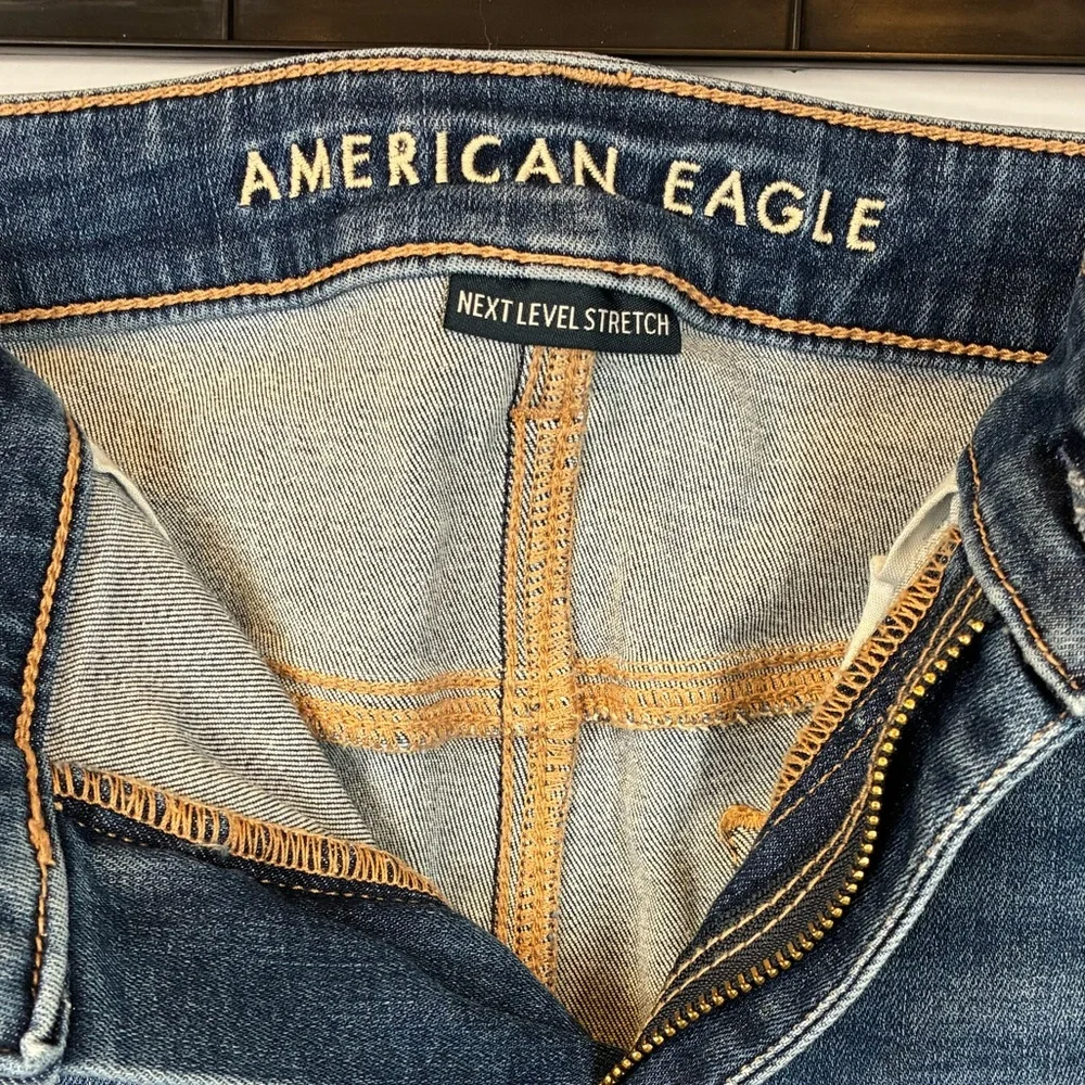 American Eagle High Rise Jegging Size 10 Long Next Level Stretch Skinny Med Wash - Picture 2 of 8